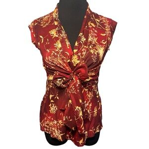 Y2K Kasper & Company Floral Tie Front Blouse